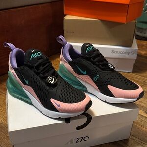 Nike Air Max 270 Black and Pink with Teal Accents
